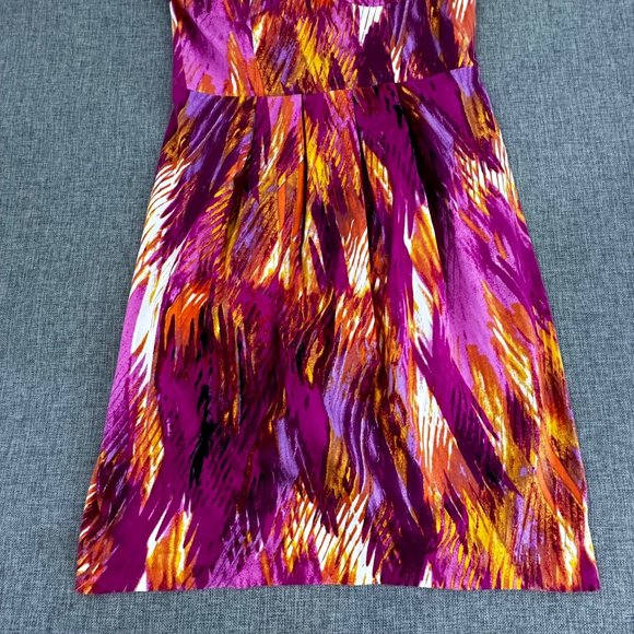 Bisou Bisou Michele Bohbot Strapless Dress Size 4 Cotton Spandex Purple Yellow - Picture 5 of 14